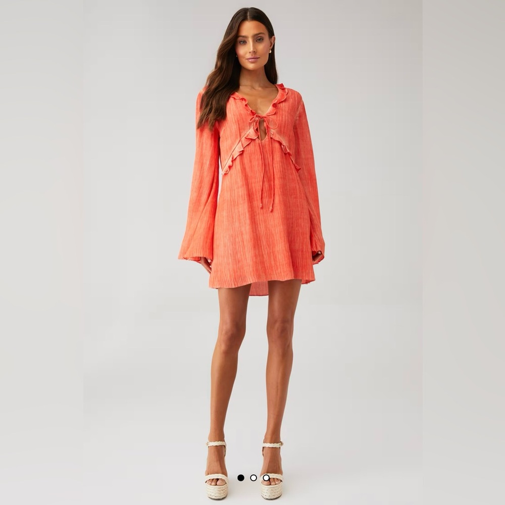 Rococo Sand River Coral Bell Sleeve Mini Dress Sz M Summer Boat Resort Party